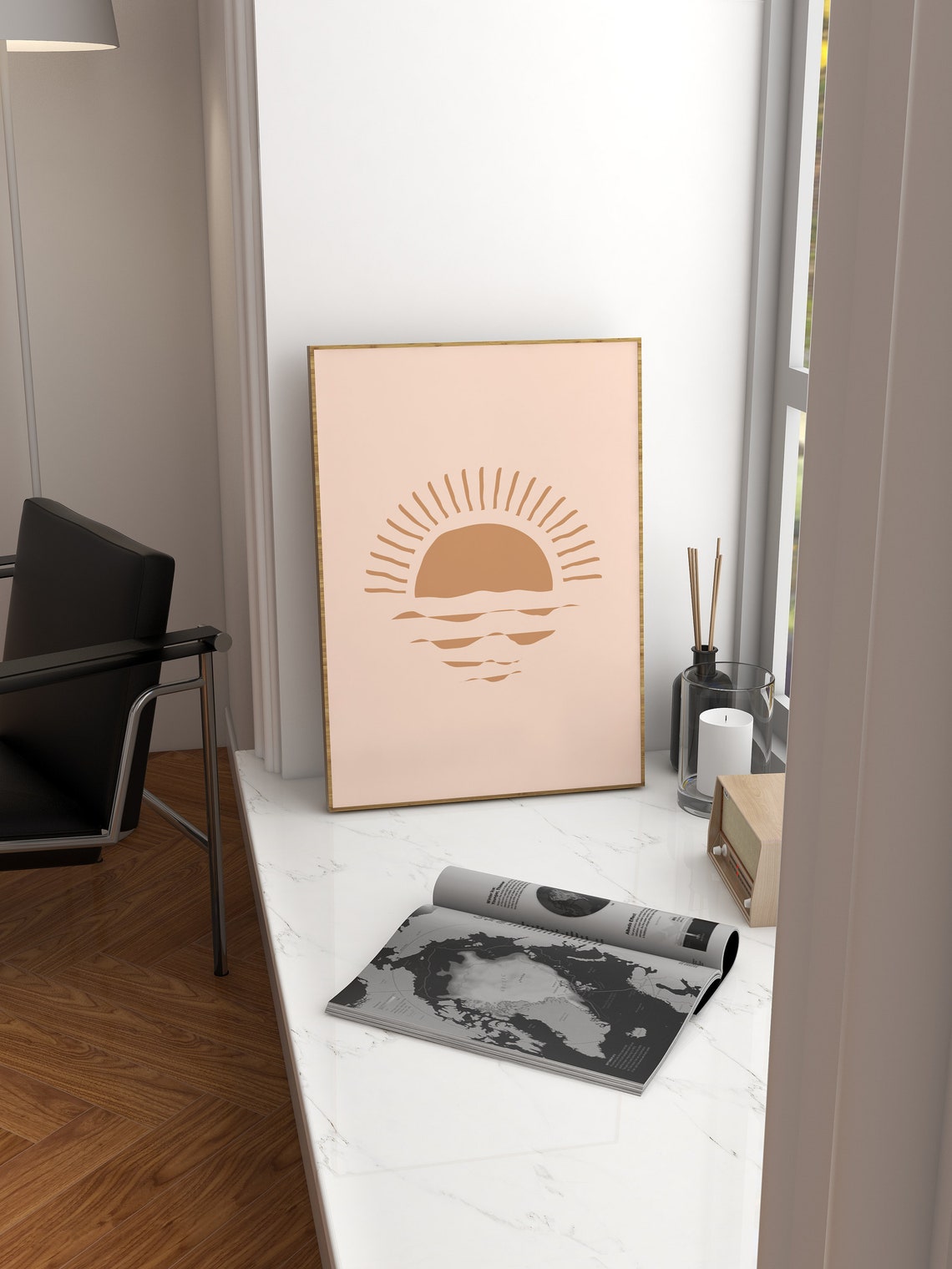 Sunset Coastal Boho Minimalist Poster Print - Image 3