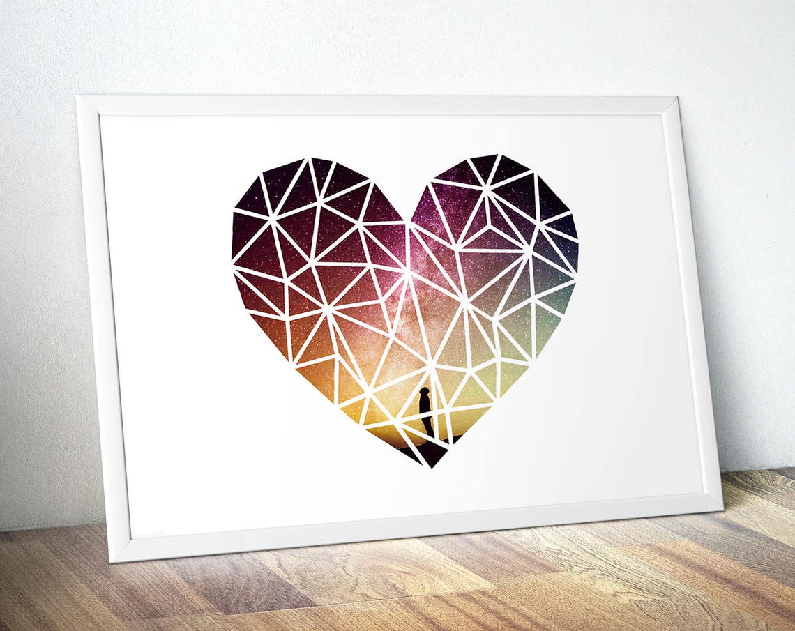 Galaxy Heart Geometric Love Poster Milky Way Stars Romantic Wall Decor - Image 4