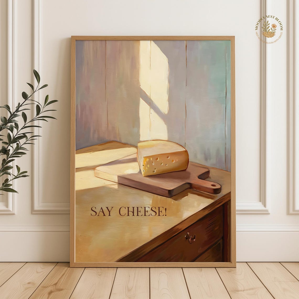 Say Cheese Rustic Farmhouse Cheese Board Kitchen Still Life Poster