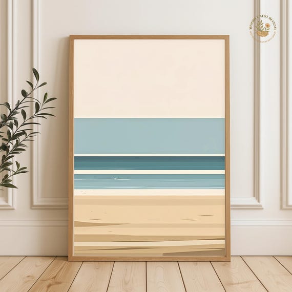 Minimal Beach Horizon Art Print Abstract Coastal Seaside Scene