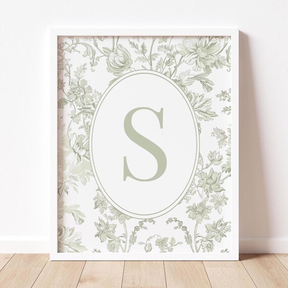 Gender Neutral Sage Green Kids Bedroom Decor Newborn Baby Nursery Wall Print Boho Toddler Frame Toile Above Crib Pattern