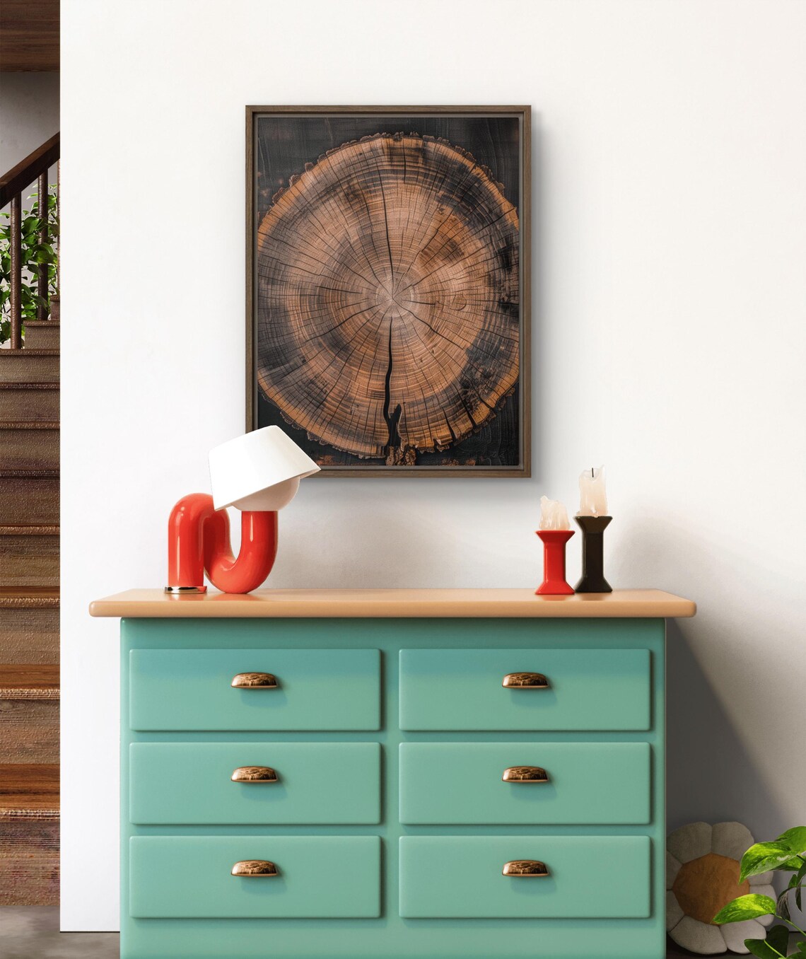 Rustic Tree Ring Art Print, Modern Farmhouse Decor - Image 2