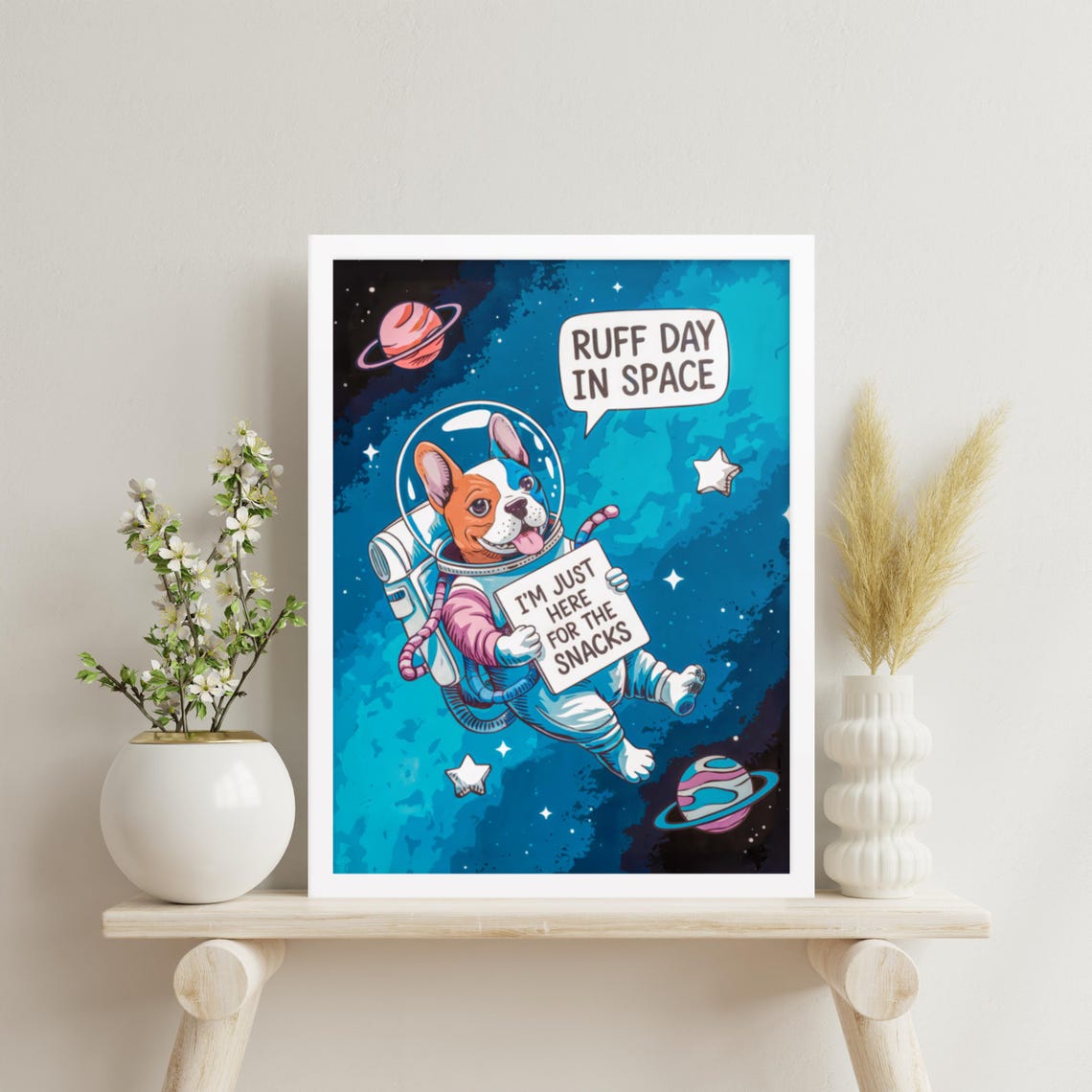 Funny Dog Poster Space Astronaut French Bulldog Wall Art Cute Dog Illustration Colorful Watercolor Dog Print For Pet Lovers - Image 5