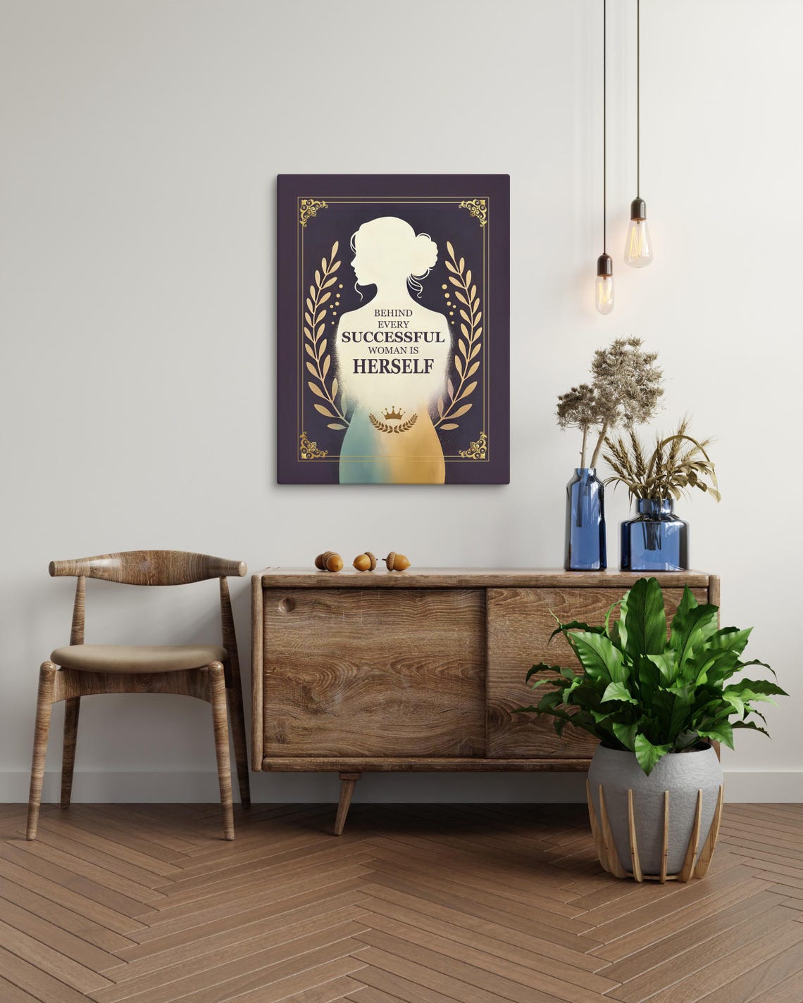 Behind Every Successful Woman Is Herself Silhouette Quote Art Poster - Image 3