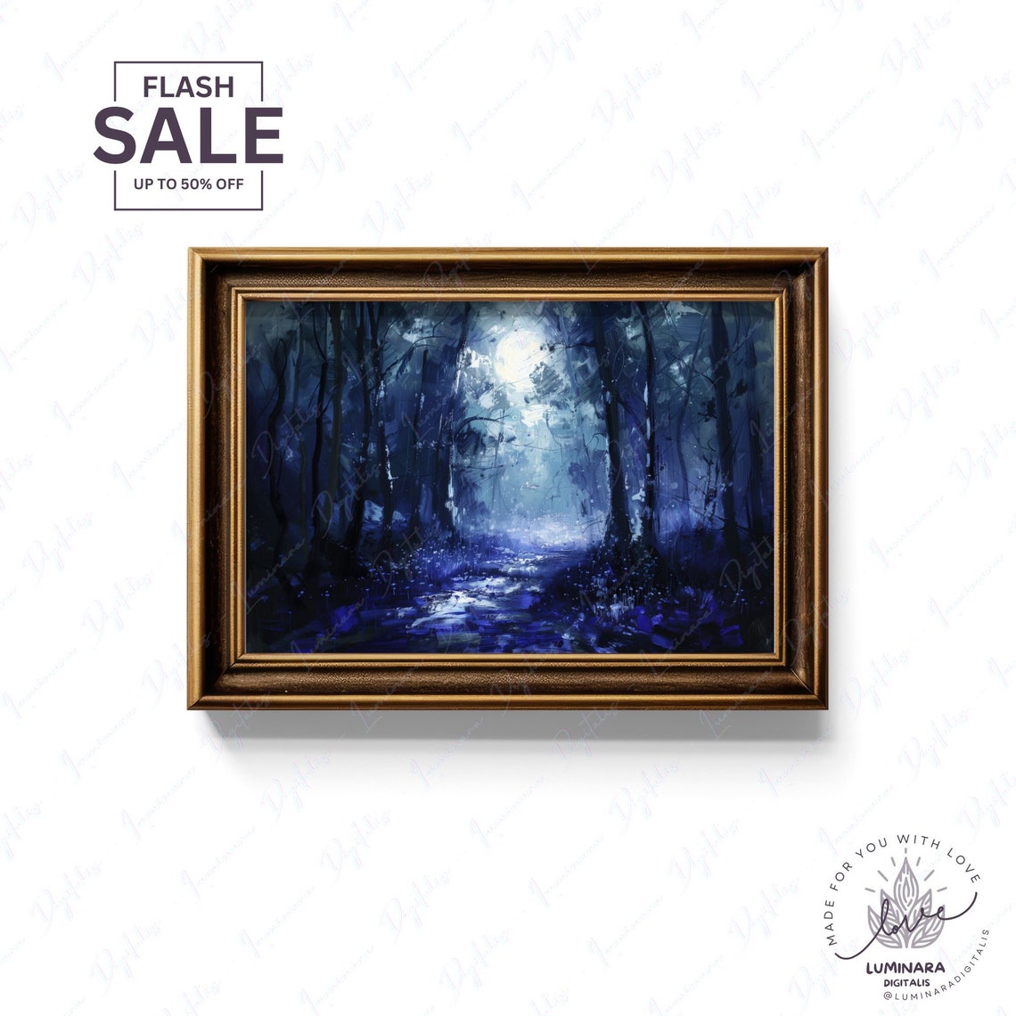 Wall Art Bluebell Forest Wall Art Majestic Nature Inspired Moonlit Item 156 - Image 2