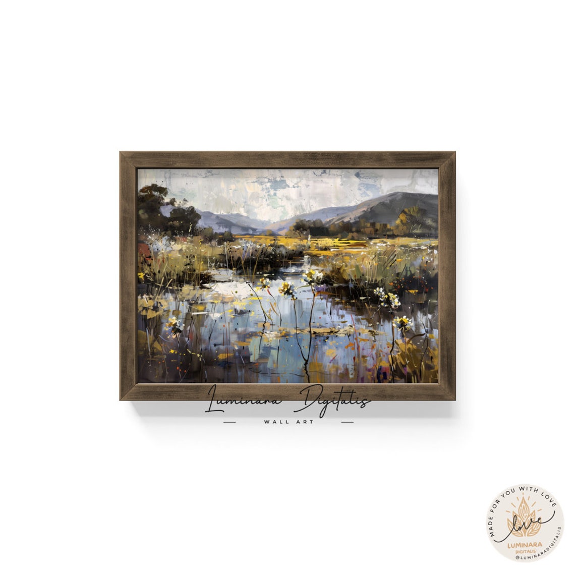 Serene River Meadow Reflections With Distant Mountains Art Poster - Image 6