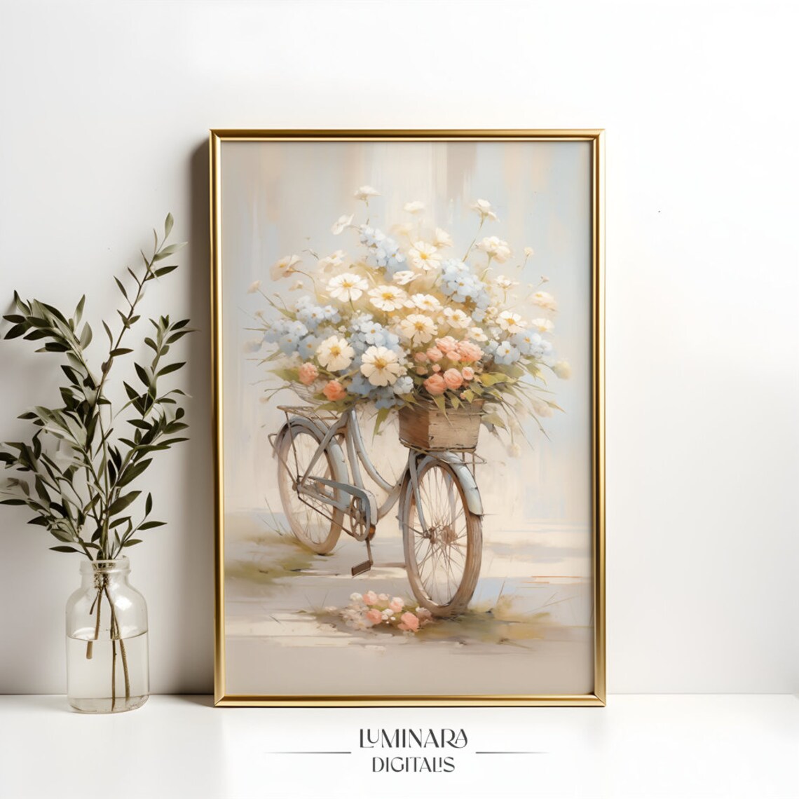 Vintage Bicycle Floral Art Print, Retro Spring Decor - Image 4