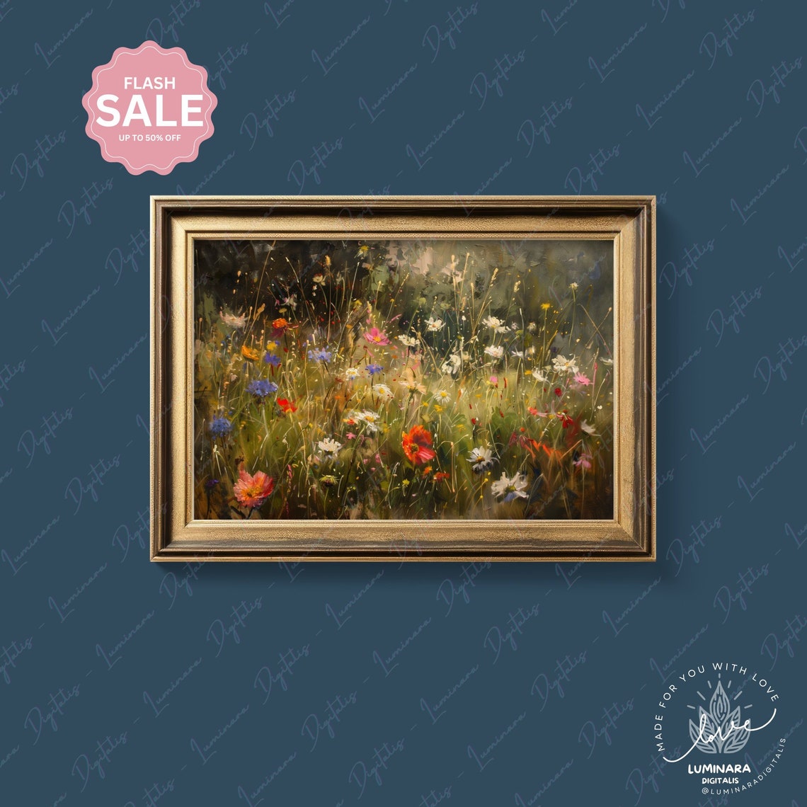 Dense Summer Wildflower Meadow Bursting With Colorful Blooms Print - Image 4
