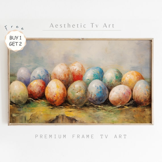 Easter Frame Tv Art Vintage Oil Painting Of Easter Eggs For Frame Tv Easter Farmhouse Decor