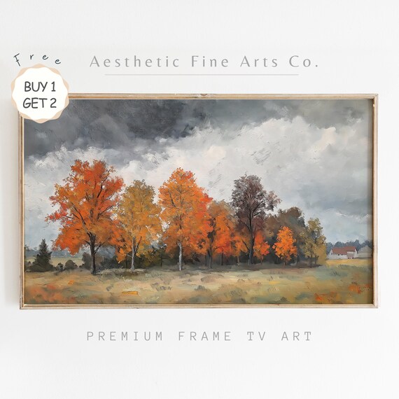 Autumn Frame Tv Art Fall Trees Moody Landscape Painting Fall Frame Tv Art Autumn Farmhouse Home Decor