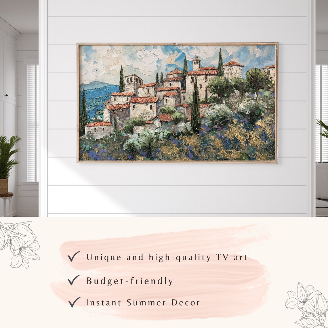 Tuscan Hilltop Village Terracotta Roofs Cypress Trees Art Poster - Image 3
