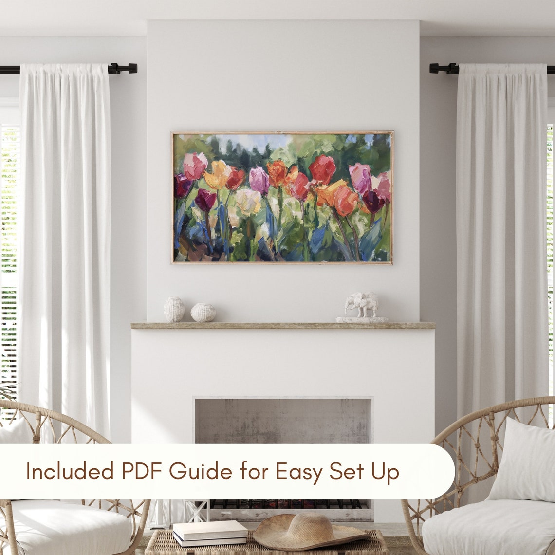 Colorful Tulip Garden Bloom Impressionist Spring Flower Art Poster - Image 3