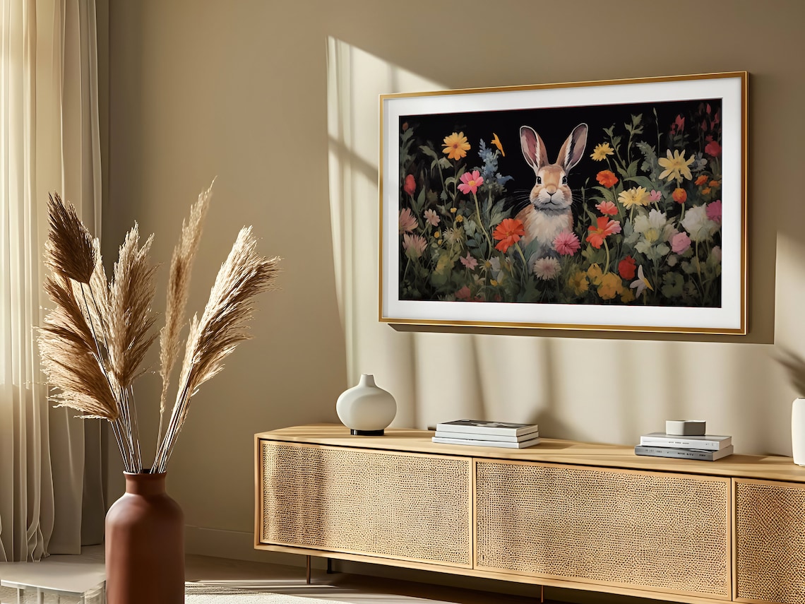 Easter Bunny in Dark Botanical Garden Moody Spring Floral Rabbit Poster - Image 2