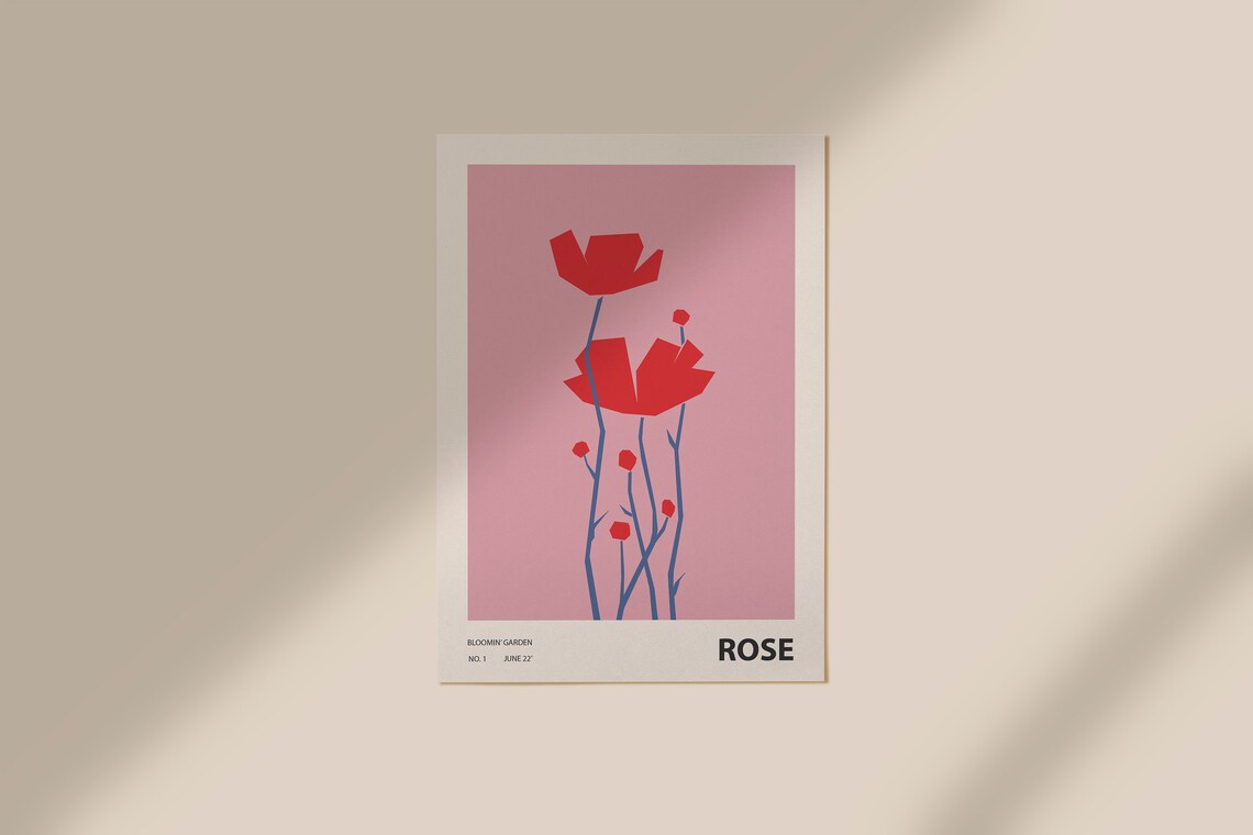 Colorful Rose Illustration, Abstract Botanical Art Print - Image 2