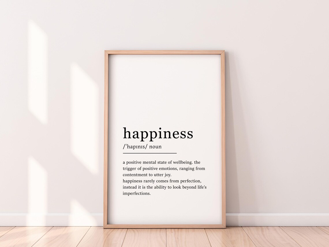 Happiness Definition Positive Mental State Wellbeing Quote Poster - Image 8