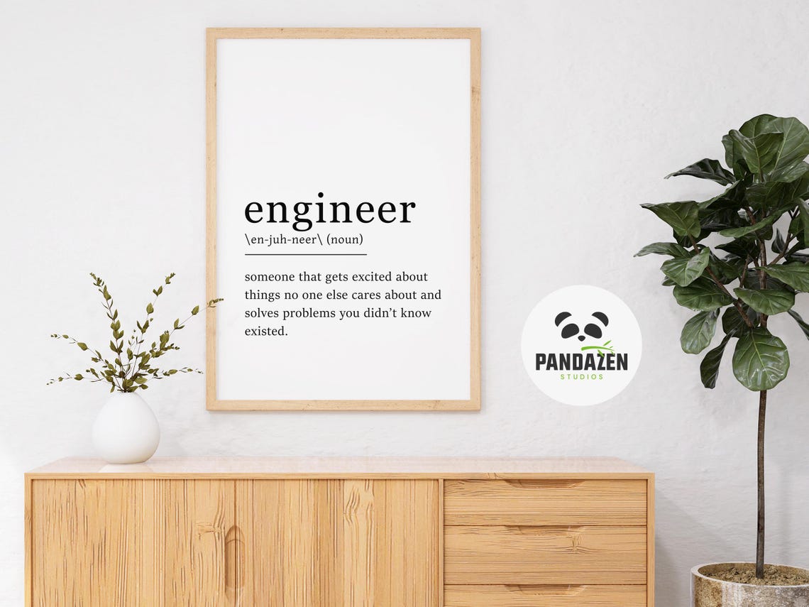 Engineer Definition Print Job Definition Poster Print Engineering Wall Art Engineer Funny Gift Engineer Dictionary Definition - Image 2