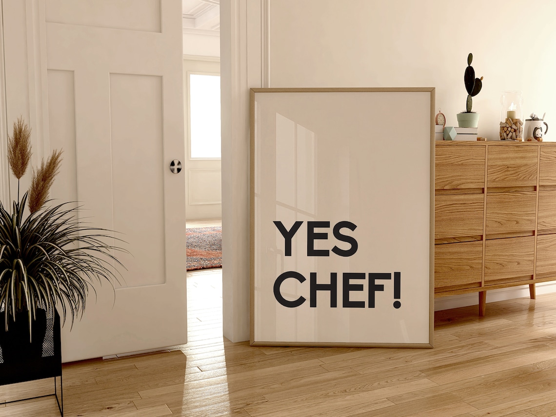 Yes Chef Print, Modern Kitchen Decor Art