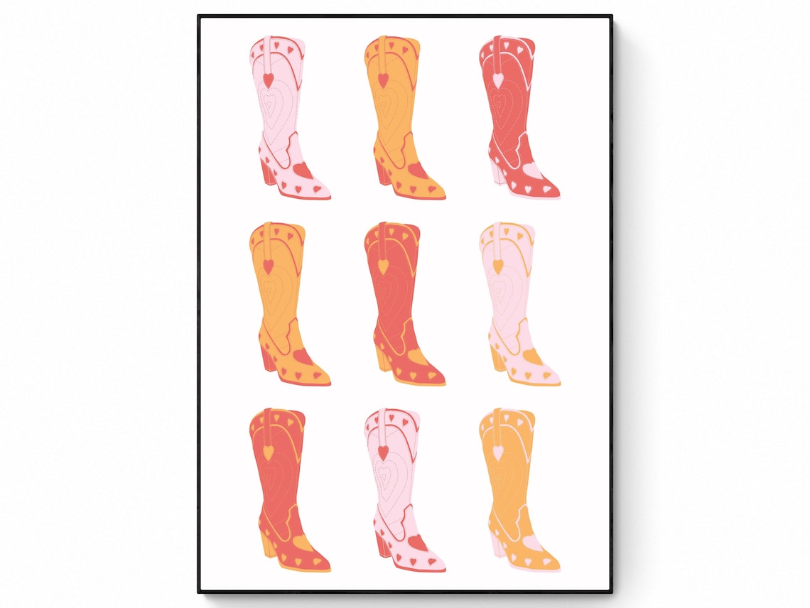 Cowboy Boots Boho Western Art Print - Image 2