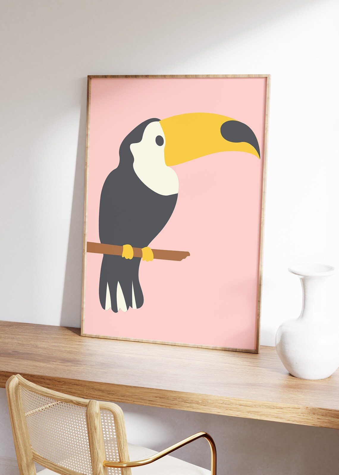 Toucan Pink Jungle Poster, Modern Tropical Decor - Image 3