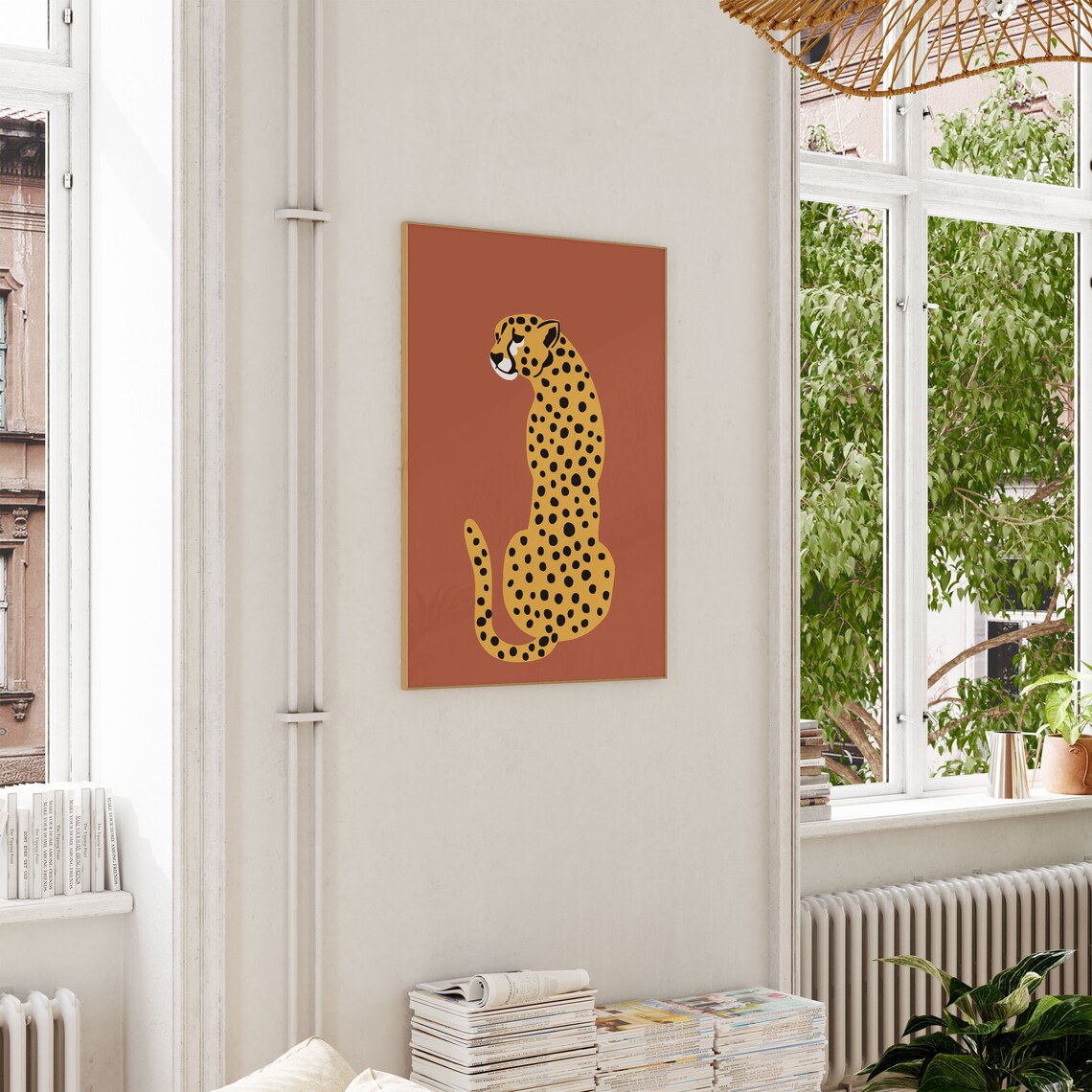 Cheetah Terracotta Animal Print, Jungle Wall Art - Image 2