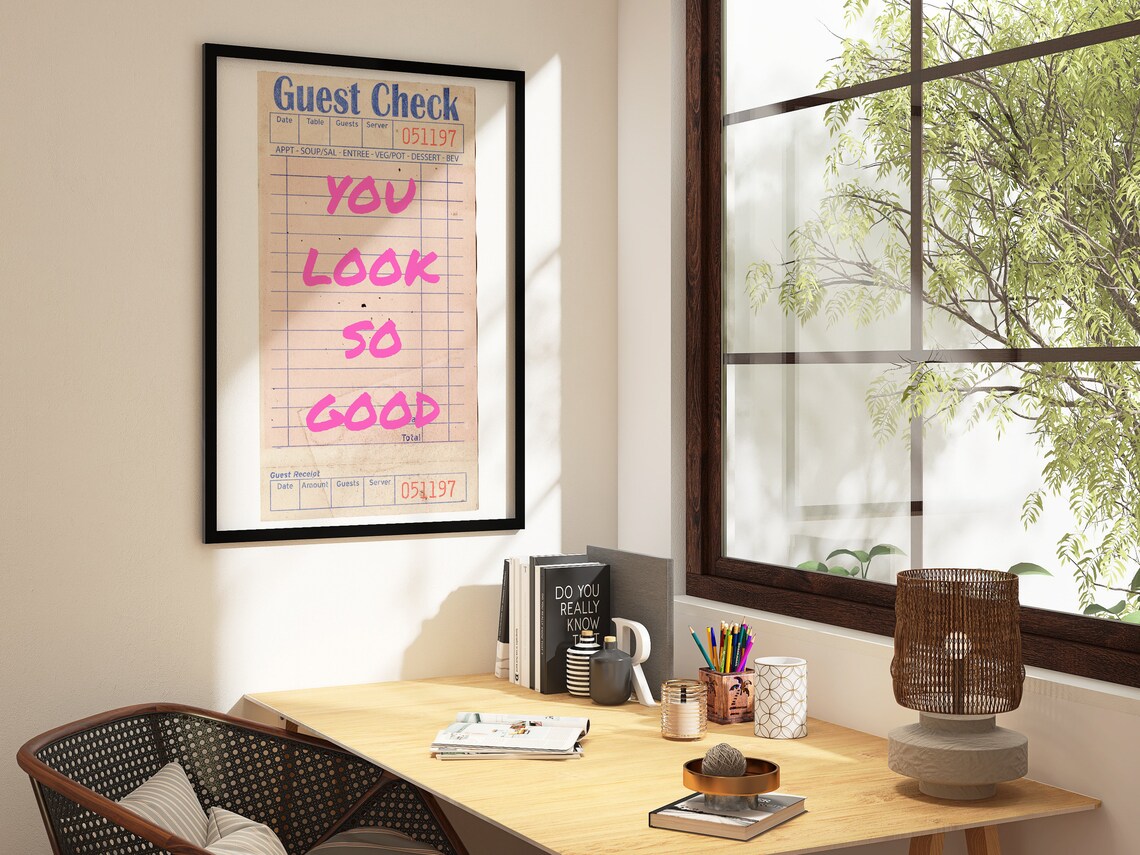 You Look So Good Guest Check Retro Poster - Image 3