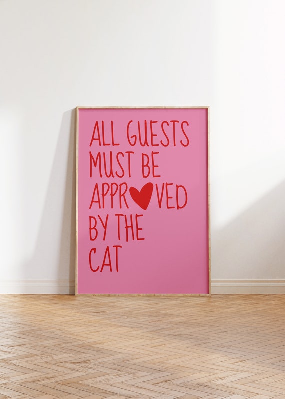 Funny Cat Entryway Decor, Minimalist Wall Art Print