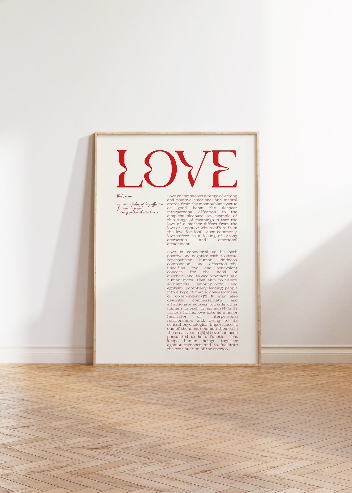Love Definition Dictionary Style Red Typography Romantic Poster - Image 2