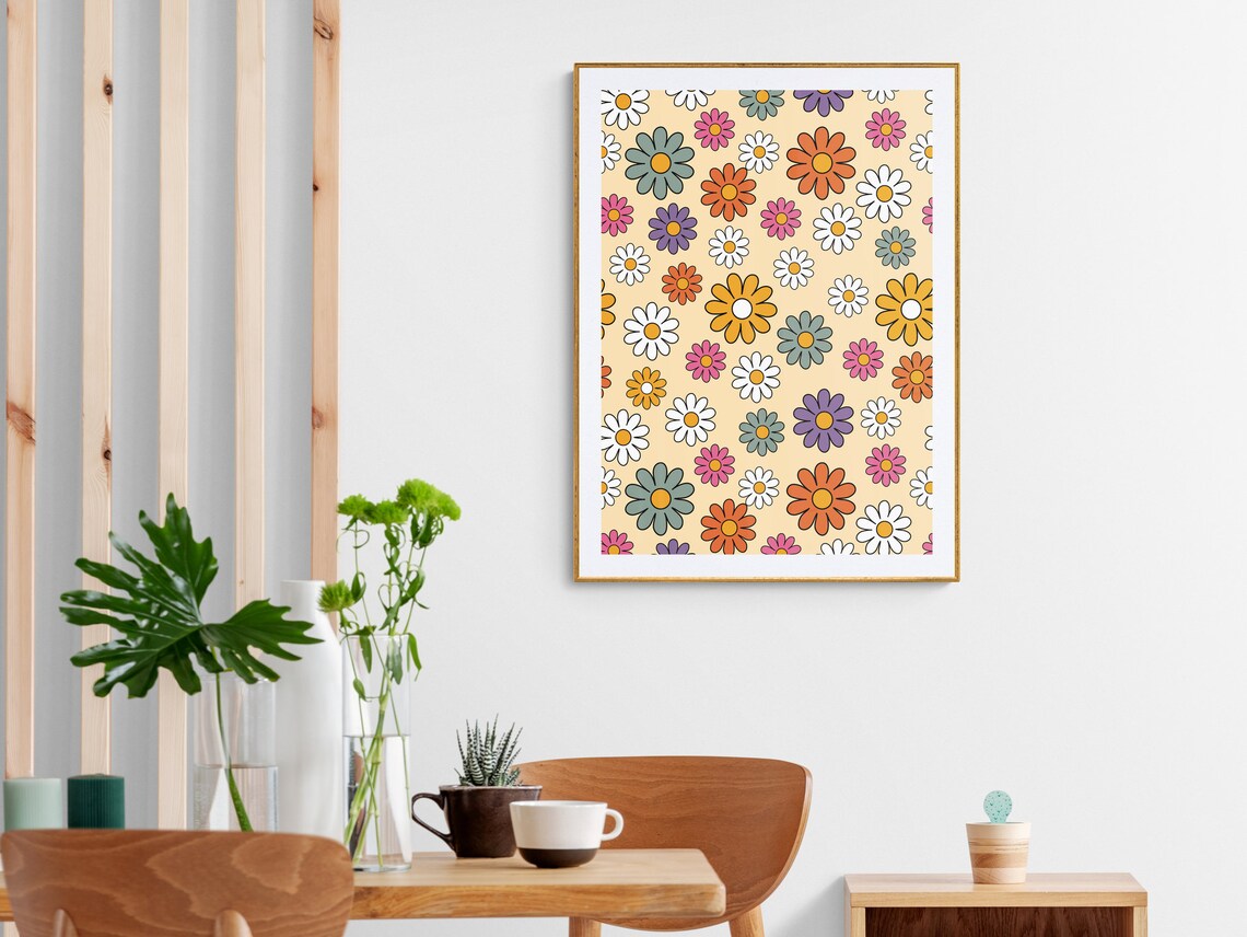 70s Groovy Flowers Retro Wall Art Print - Image 3