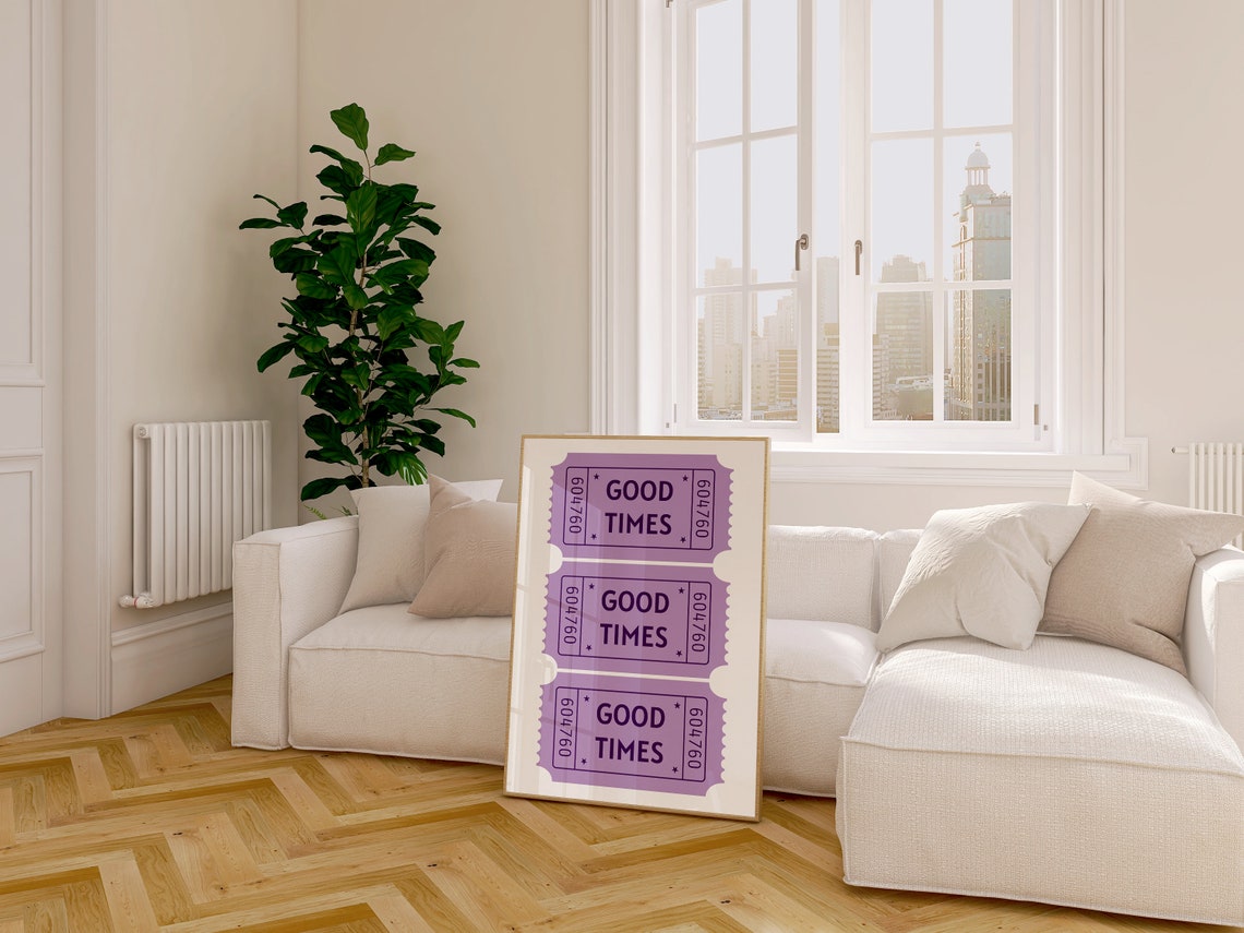 Trendy Preppy Purple Good Times Ticket Bedroom Dorm Poster Decor - Image 2