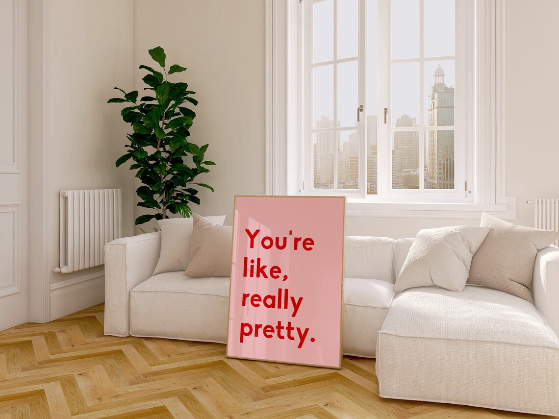 You're Like Really Pretty Sassy Girly Quote Print Red Pink Wall Art - Image 3