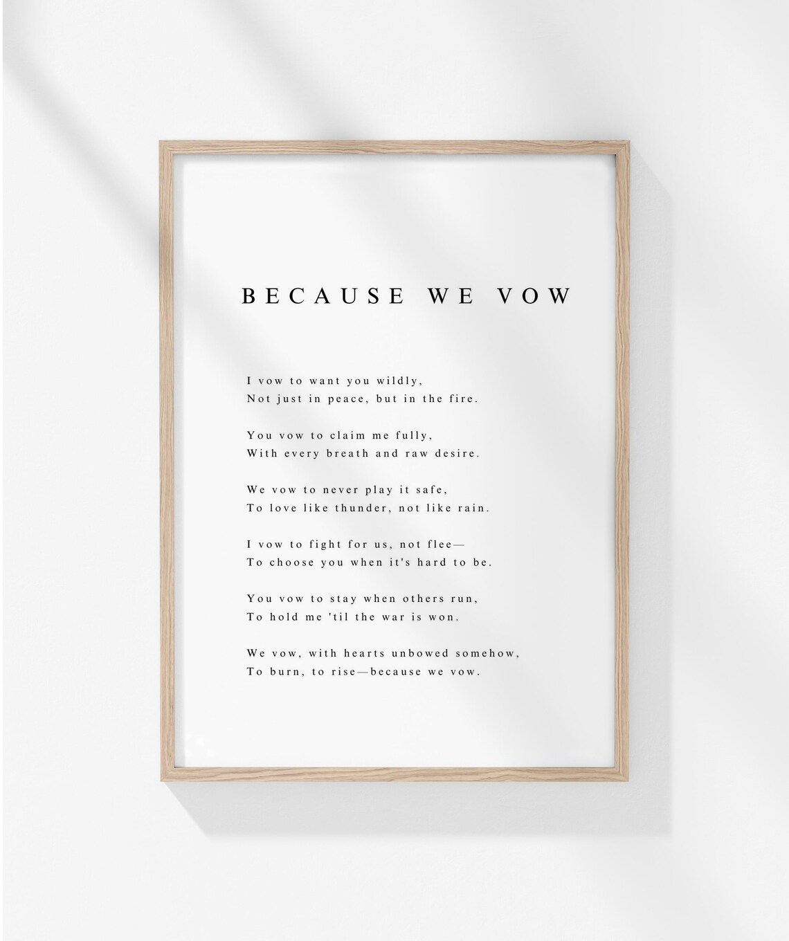 Because We Vow Wedding Vow Poem Romantic Minimalist Decor Poster - Image 3