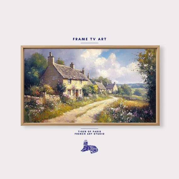 Serene Countryside Landscape Frame Tv Art Rustic English Charm Oil Style Art For Frame Tv 169 Ratio