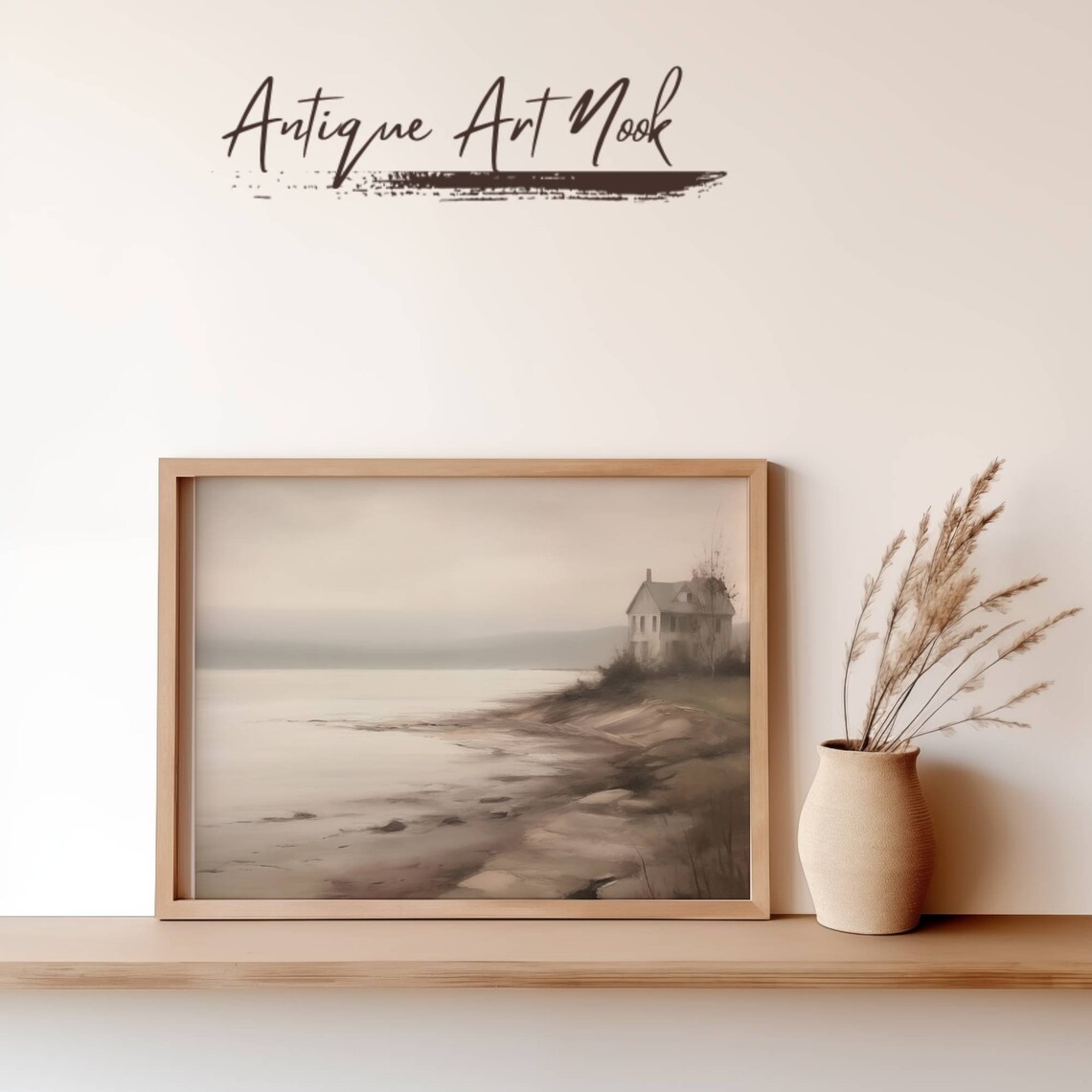 Coastal Cottage Vintage Seascape Wall Art Print - Image 2