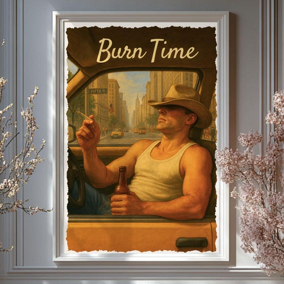 Cowboy Art Print Retro Americana Cinematic Western Decor