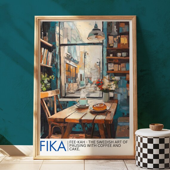 Fika Art Print, Swedish Coffee Shop Scandinavian
