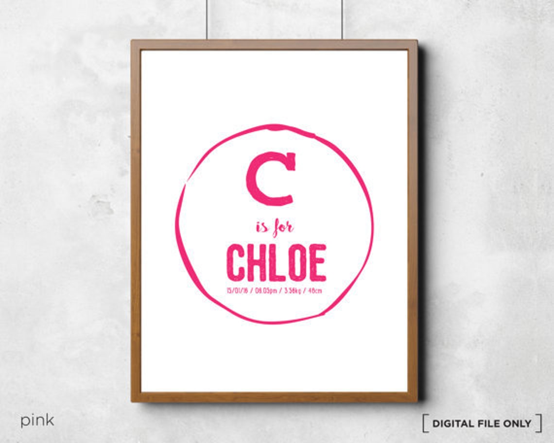 Letter E Is For Elizabeth Grey Circle Monogram Nursery Poster - Image 4