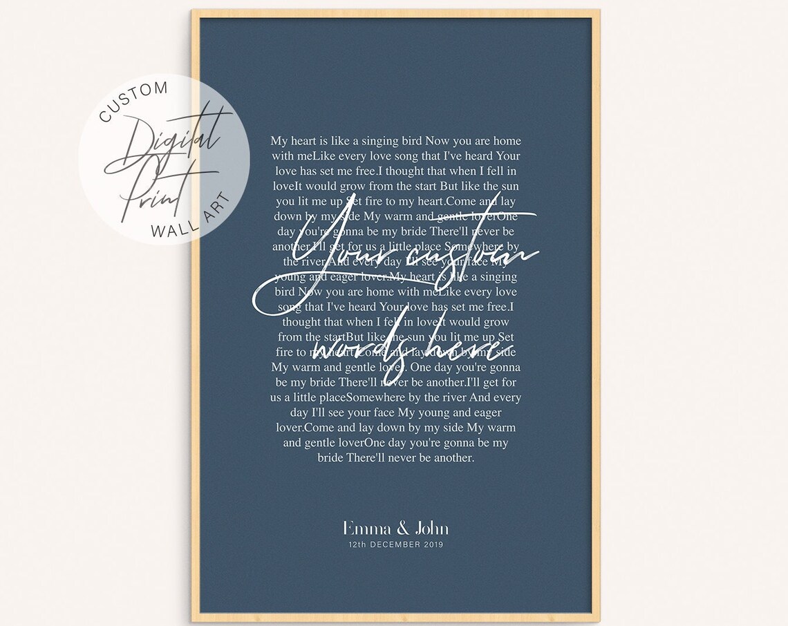 Custom First Dance Wedding Poem Art Personalized Song Lyrics Anniversary Poster - Image 5