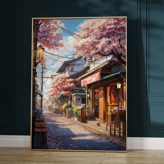 Lofi Sakura Cherry Blossom Anime Street Art Poster