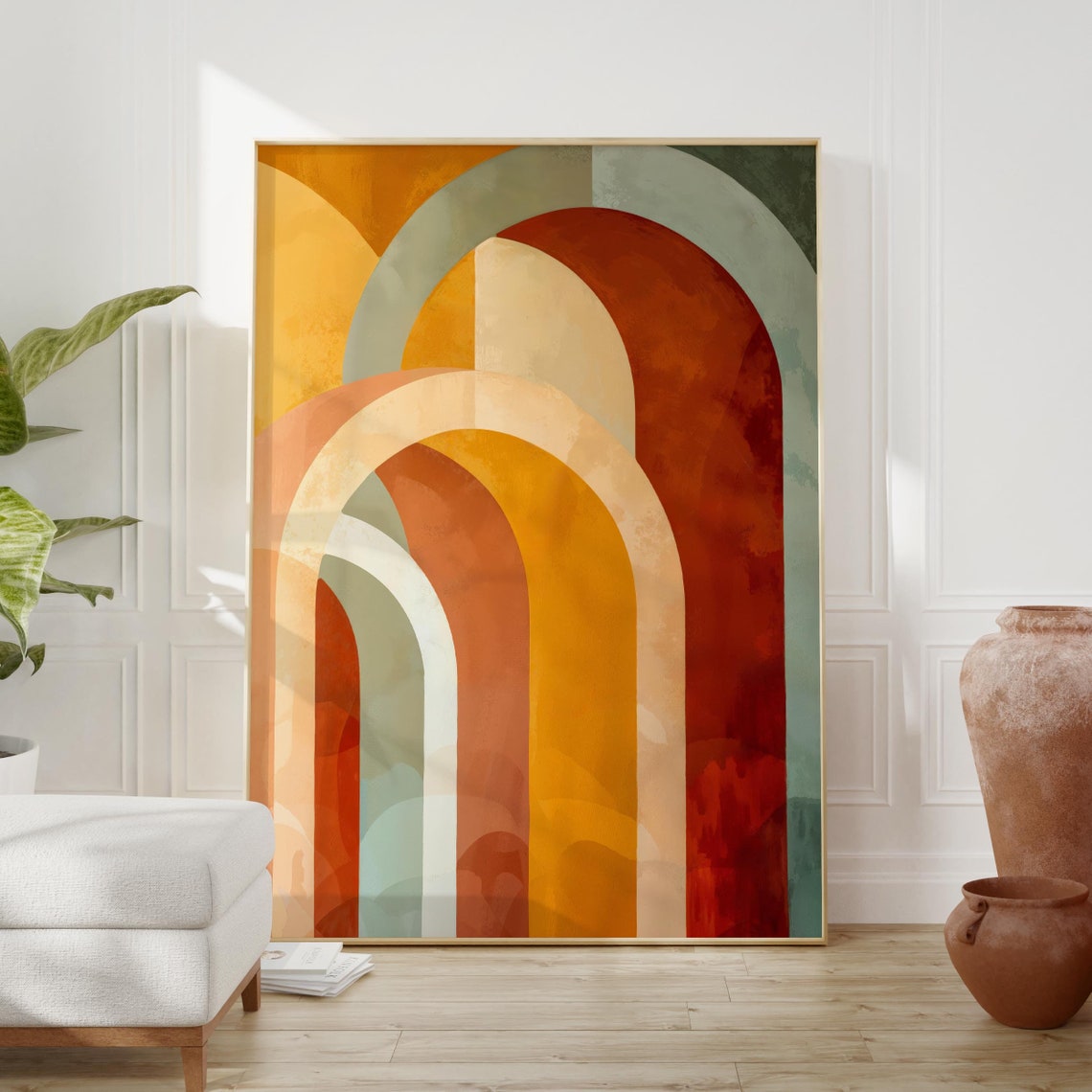 Warm Earth Tone Geometric Arches Poster Boho Abstract Arch Art - Image 2