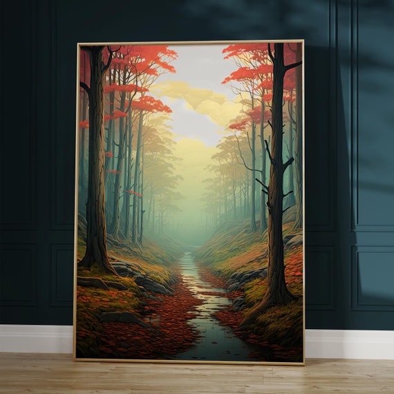 Anime Poster Cool Fall Nature Poster Featuring A Forest Scene Perfect Anime Print Wall Decor Of Anime Lovers And Nature Enthusiasts