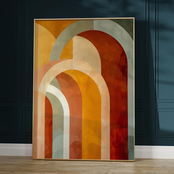 Boho Poster With Warm Tones Modern Geometric Decor Art Print For Aesthetic Home Ambiance