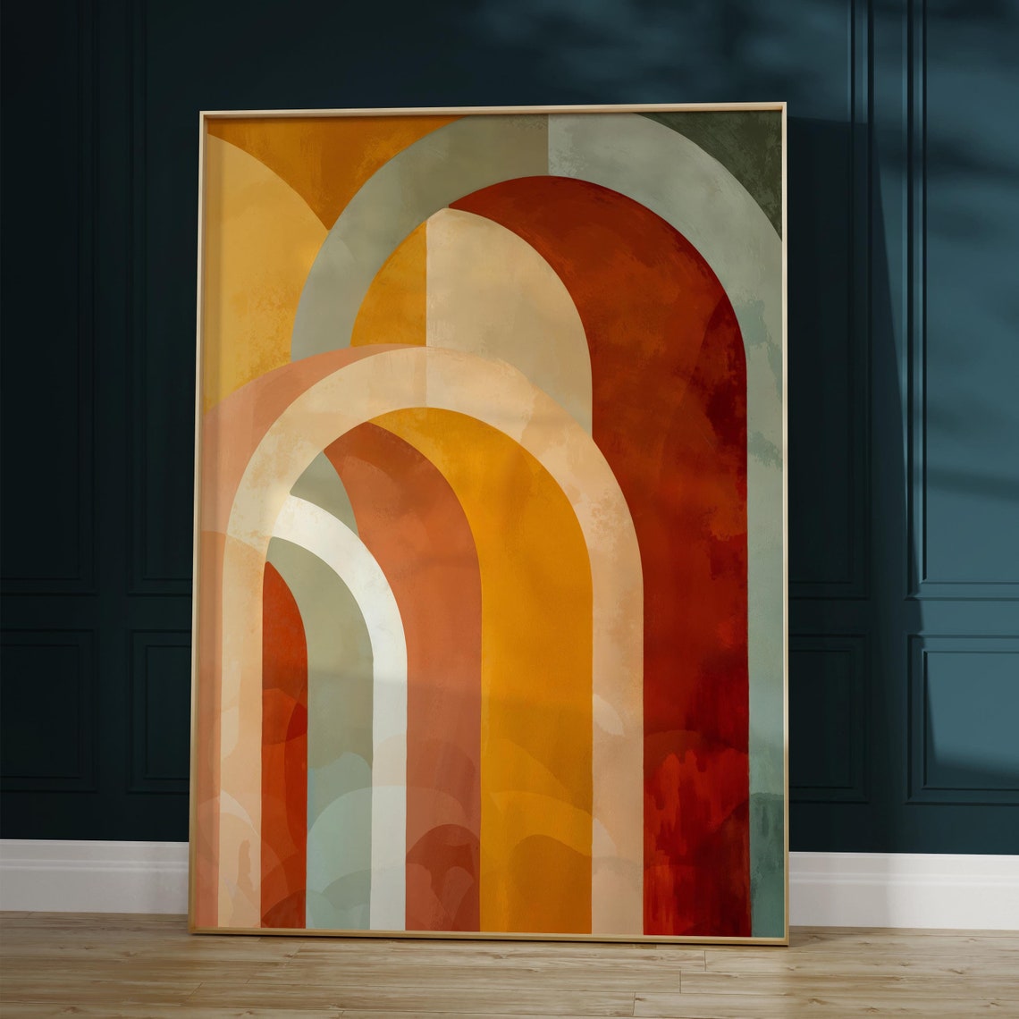 Warm Earth Tone Geometric Arches Poster Boho Abstract Arch Art