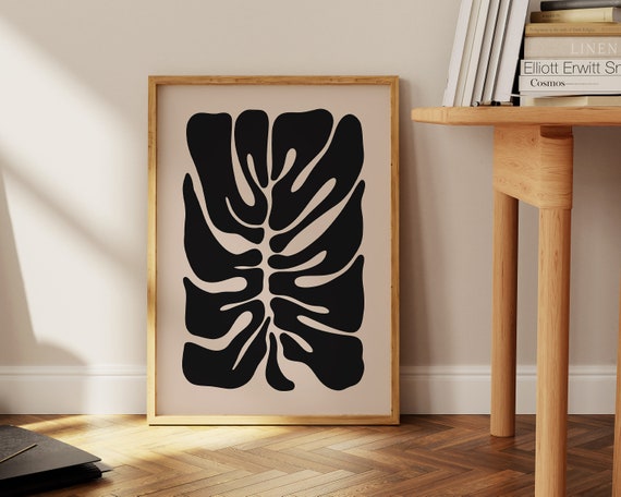 Abstract Botanical Wall Art Moody Botanical Print Neutral Botanical Wall Art Wavy Floral Wall Art Boho Wall Flower Print Matisse Print