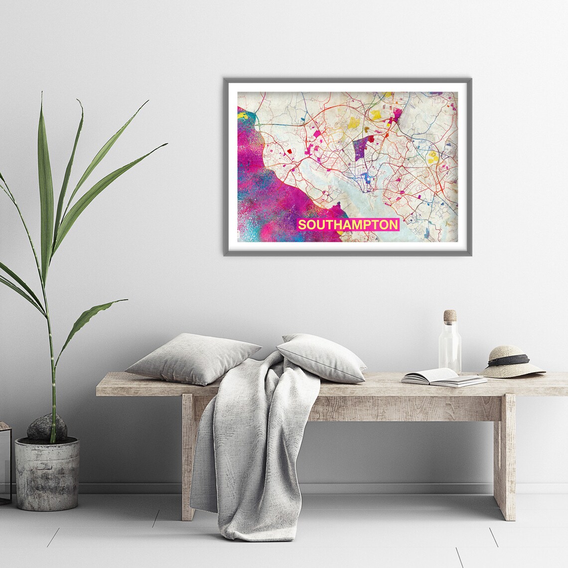 Southampton England Colorful Rainbow Street Map City Scene Poster - Image 3
