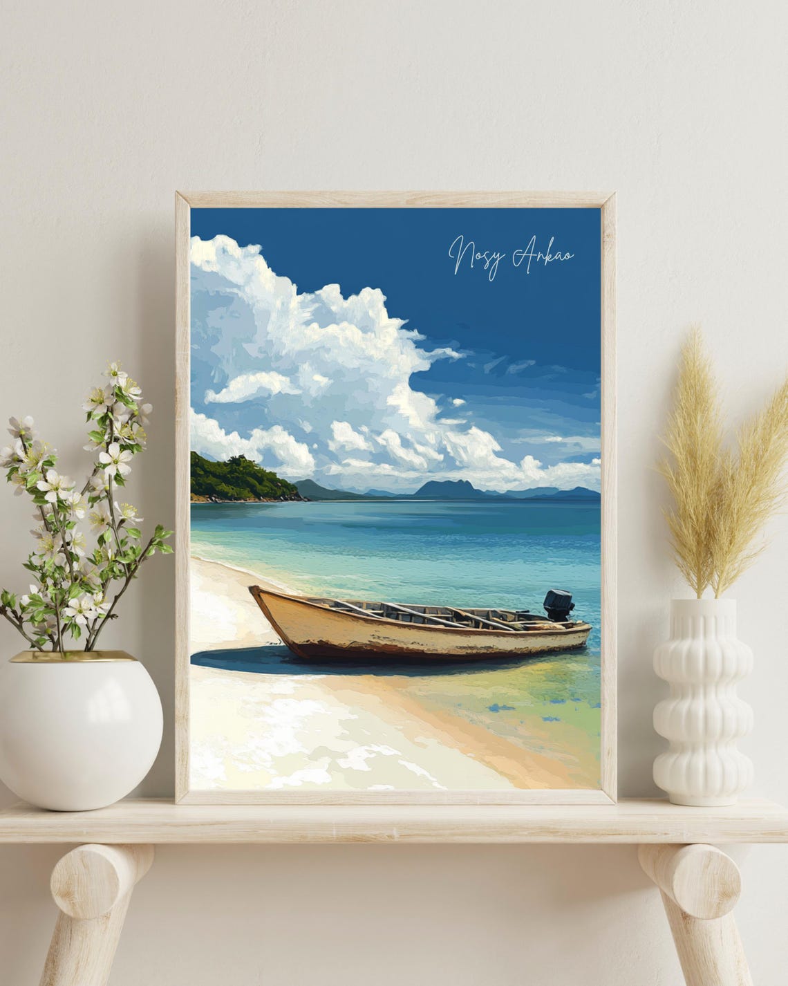 Nosy Ankao Travel Poster, Madagascar Tropical Beach