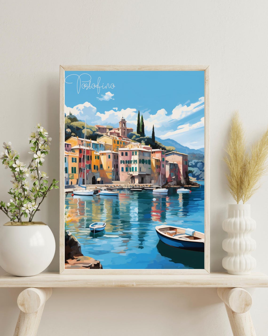 Portofino Italy Travel Poster, Birthday Wedding Gift