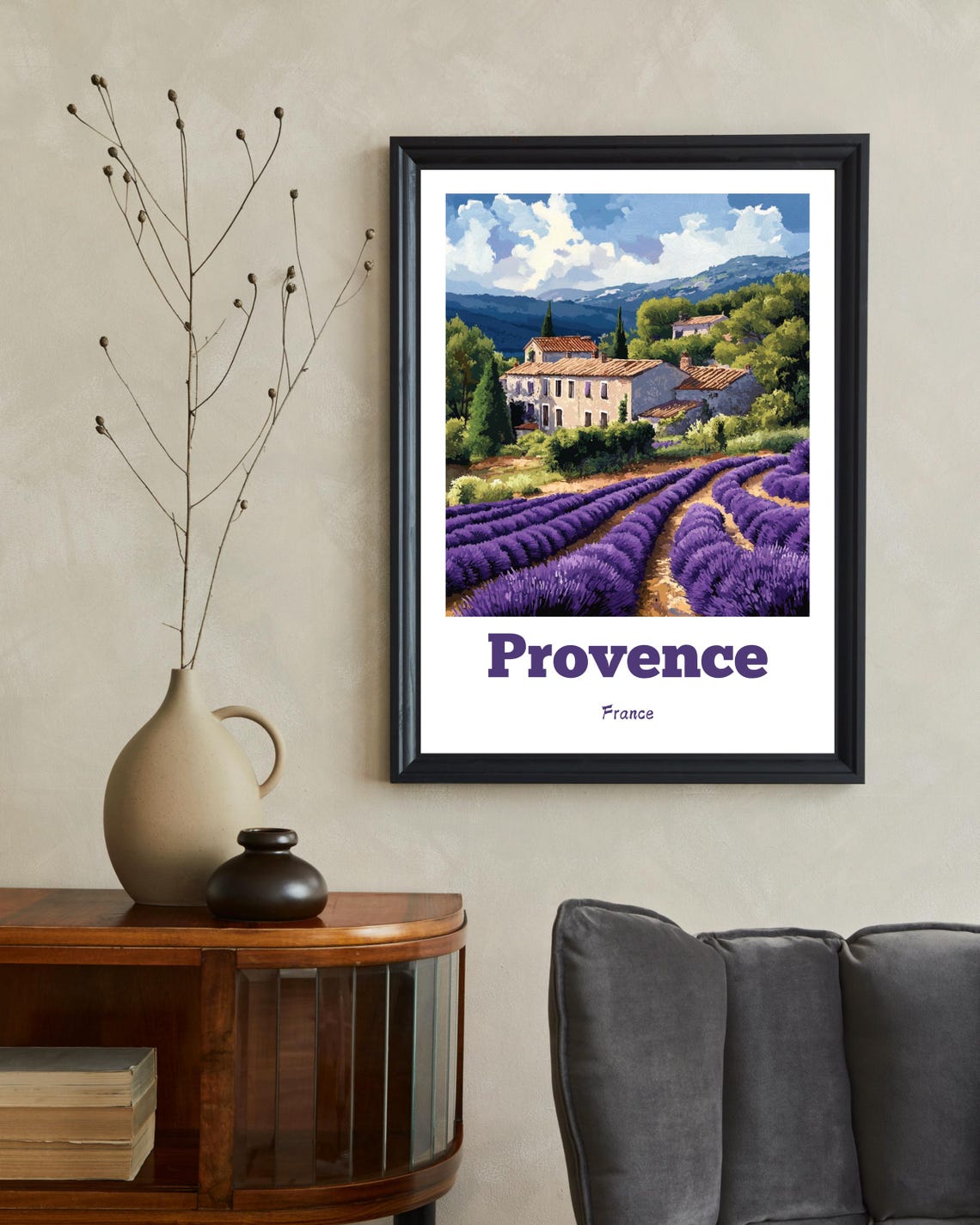 Provence Traditional Travel Print, France Lavender Field - Image 2