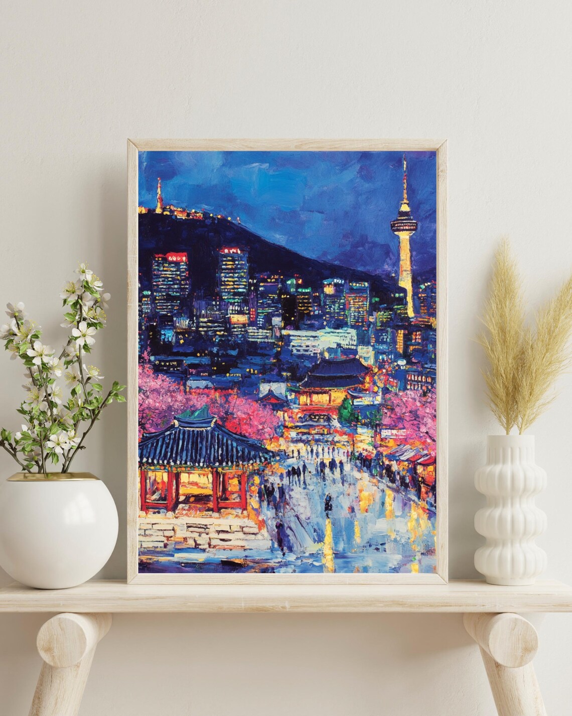 Seoul Travel Poster, South Korea Illustration