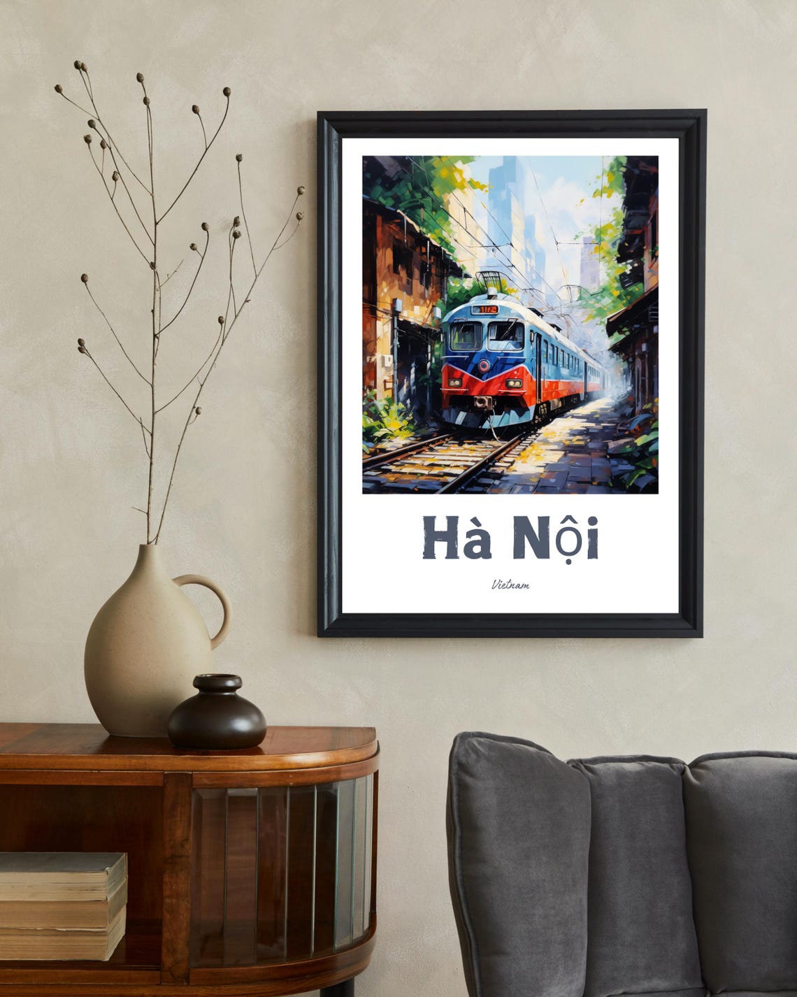 Hanoi Travel Poster, Vietnam Train Street Gift - Image 2