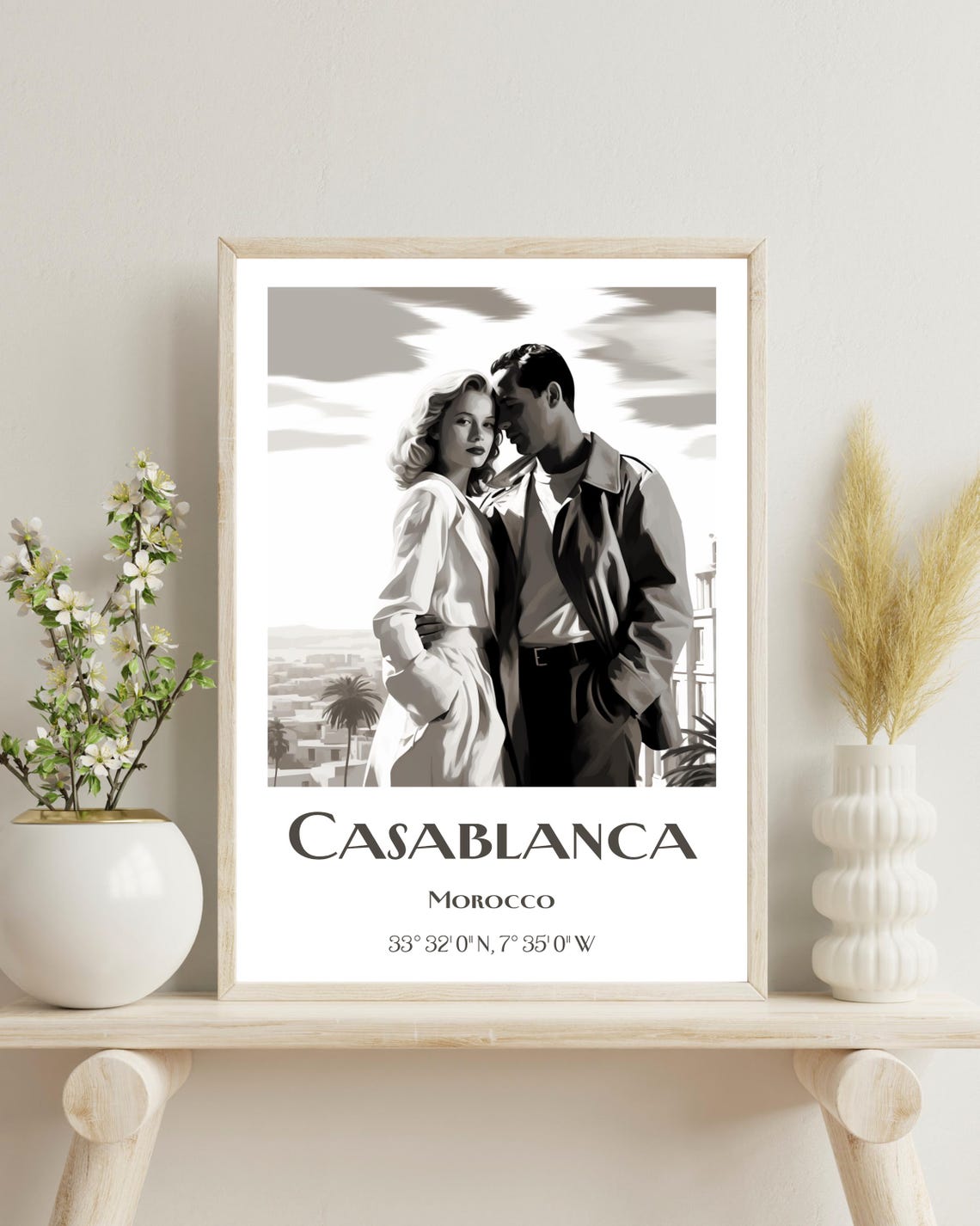 Casablanca 1942 Inspired Movie Poster, Morocco Travel